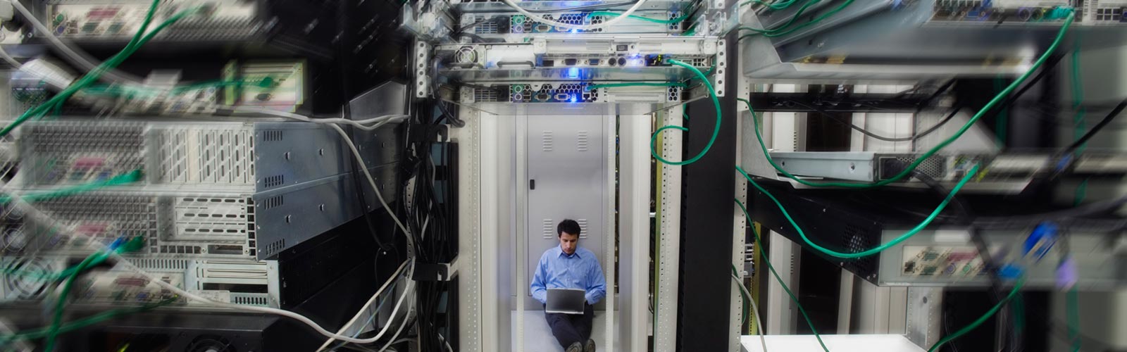 Worker in data center